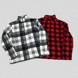 Lands' End & Exertek Plaid Fleece Pullovers - BUNDLE OF 2